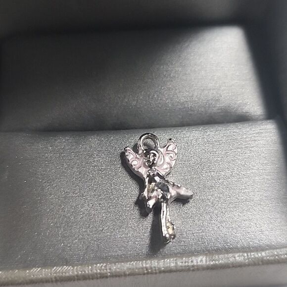 Fairy Charm Pendant Pink Silver Tone - Picture 1 of 3